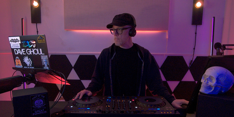 Photo of Dave Ghoul's DJ workstation.